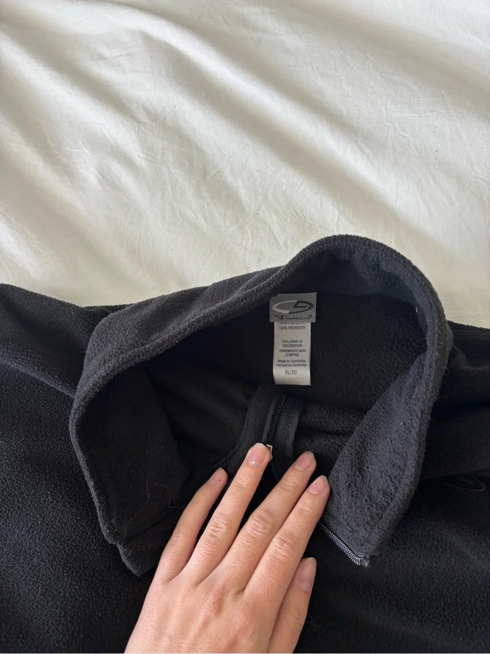 Champion Black Quarter Zip Fleece Pullover XL